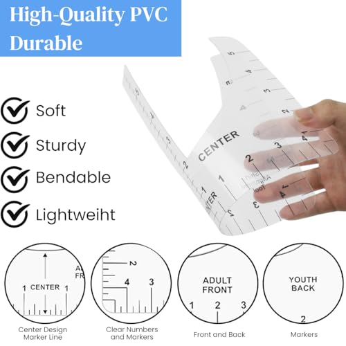 HASTHIP® 10PCS Tshirt Ruler Guide for Vinyl Alignment and Center Designs PVC Measurement Template T shirt Sewing Supplies Tool Placement for Heat Press and Cricut Clear HASTHIP® 10PCS Tshirt Ruler Guide for Vinyl Alignment and Center Designs PVC Measurement Template T shirt Sewing Supplies Tool Placement for Heat Press and Cricut Clear